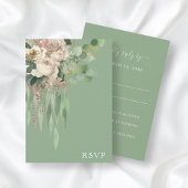 Elegante Groene Bloemen Pioenen Bruiloft RSVP Kaar