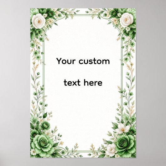Elegante Groene Bloemen Poster (Voorkant)