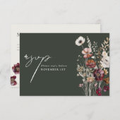 Elegante Groene Bloemen QR Code Boog Huwelijk RSVP (Voorkant / Achterkant)