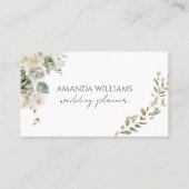 Elegante Groene Bloemen QR Code Sociaal Visitekaar Visitekaartje (Voorkant)