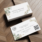Elegante Groene Bloemen QR Code Sociaal Visitekaar Visitekaartje