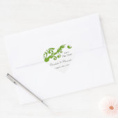 Elegante groene bloemen sparen de datum hart sticker (Envelop)