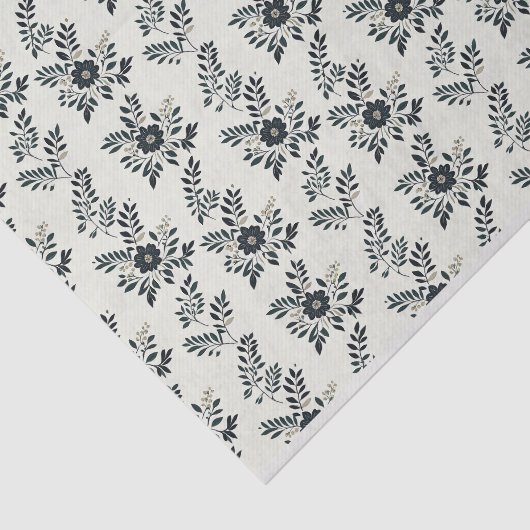 Elegante groene bloemen tissuepapier (Detail)