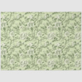 Elegante Groene Bloemen Toile Print Tissuepapier (Voorkant)