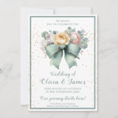 Elegante groene bloemenboog bruiloft kaart (Voorkant)