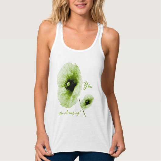 Elegante groene bloemendame tanktop (Voorkant)