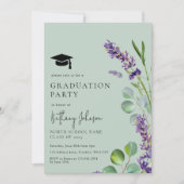 Elegante groene bloemenfoto afstudeerfeest kaart (Voorkant)