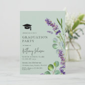 Elegante groene bloemenfoto afstudeerfeest kaart (Staand voorkant)