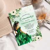 Elegante groene bloemenprinses Quinceañera Kaart