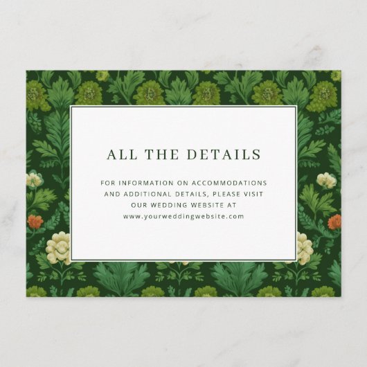 Elegante Groene Bloemige Botanische Tuin Informatiekaartje (Voorkant)