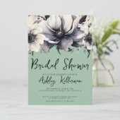 Elegante Groene Bloemige Bruidsdouche Kaart (Staand voorkant)