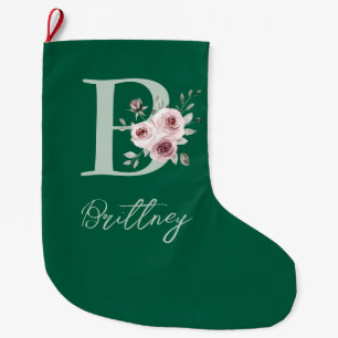Elegante groene bloemige kerstsok