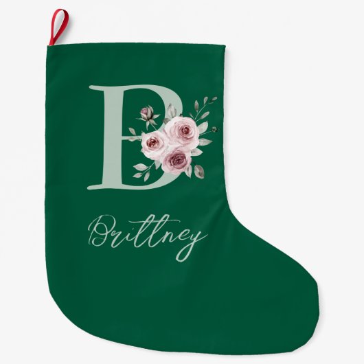 Elegante groene bloemige kerstsok (Voorkant)