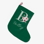 Elegante groene bloemige kerstsok (Voorkant (Hangend))