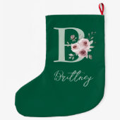 Elegante groene bloemige kerstsok (Achterkant)