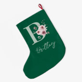 Elegante groene bloemige kerstsok (Achterkant (Hangend))