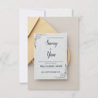 Elegante groene bloemige save-the-date trouwuitnod bedankkaart