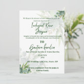 Elegante Groene Bloemige Trouw Uitnodiging (Staand voorkant)