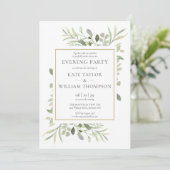 Elegante Groene Bloemige Trouwavond Feest Kaart (Staand voorkant)