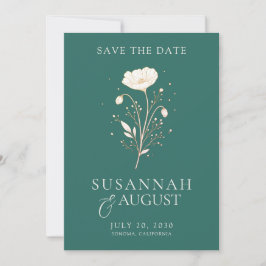 Elegante groene bloemige trouwkaart om de datum te save the date