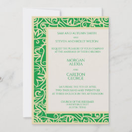 Elegante groene bloemige trouwuitnodiging voor de kaart