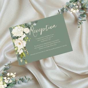 Elegante groene bloemige watercolor ontvangstkaart kaart