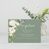 Elegante groene bloemige watercolor ontvangstkaart kaart (Staand voorkant)