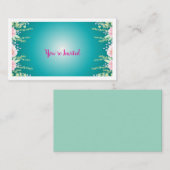 Elegante groene bloemkaart  informatiekaartje (Voorkant / Achterkant)