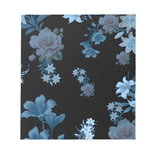 Elegante groene bloempatroon notitieblok (Voorkant)