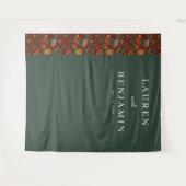Elegante Groene Bloemrand Wandkleed (Voorkant (horizontaal))