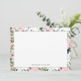 Elegante Groene Bloemrijke Rand Modern Notitiekaartje