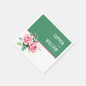 Elegante groene bloemrozen servet (Hoek)