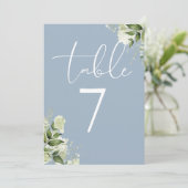 Elegante groene bloemstof blauwe tafelnummer (Staand voorkant)