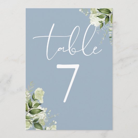 Elegante groene bloemstof blauwe tafelnummer (Voorkant)