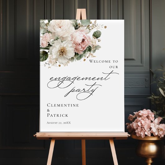 Elegante groene bloemstuk bruiloft feest welkom poster