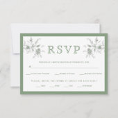 Elegante groene  bloemstuk bruiloft RSVP kaartje (Voorkant)