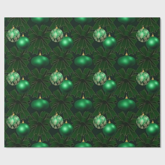 Elegante Groene Bogen Ornamenten Kerst Cadeaupapier (Vlak)