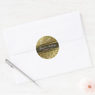 Elegante Groene Boho Dot Spiralen Gouden Etnische  Ronde Sticker