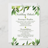 Elegante groene boho zomer bruiloft details kaart (Voorkant)