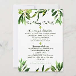 Elegante groene boho zomer bruiloft details kaart
