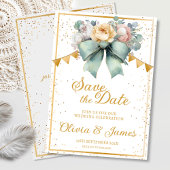 Elegante Groene Boog Bloemen Save the Date Wedding Kaart