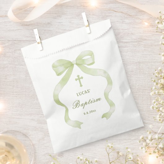 Elegante Groene Boog Doop Bedankzakje (Geknipt)