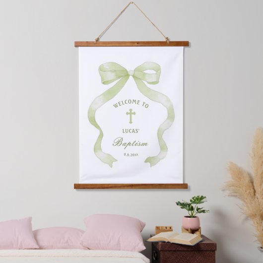 Elegante groene boog doop welkom hangend wandkleed (Slaapkamer)