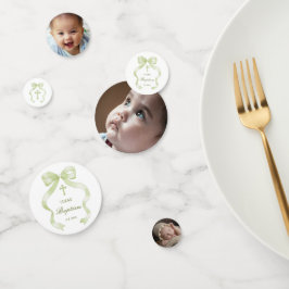 Elegante Groene Boog Dooptafel Confetti