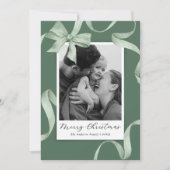 Elegante groene boog foto kerst feestdagenkaart (Voorkant)