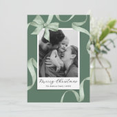 Elegante groene boog foto kerst feestdagenkaart (Staand voorkant)
