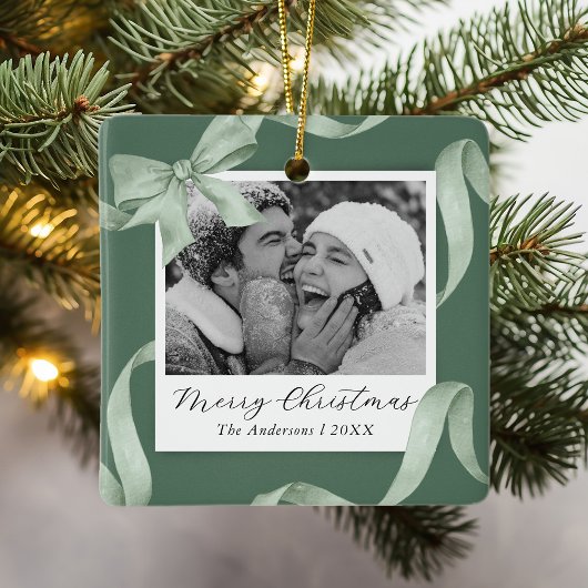 Elegante groene boog fotovakantie keramisch ornament