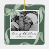 Elegante groene boog fotovakantie keramisch ornament (Achterkant)