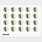 Elegante groene boog-huwelijksfotosticker ronde sticker (Vel)