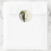 Elegante groene boog-huwelijksfotosticker ronde sticker (Tas)